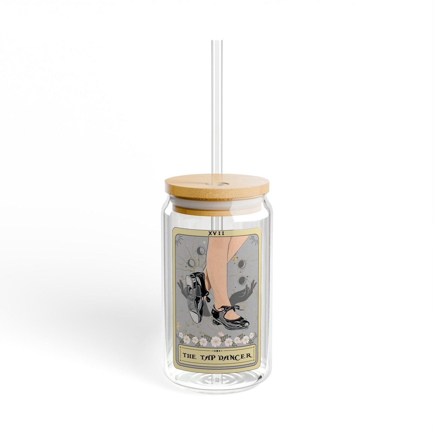 TapDancer Tarot Tumbler - 16oz Tap Dancing Sipper Glass with Bamboo Lid