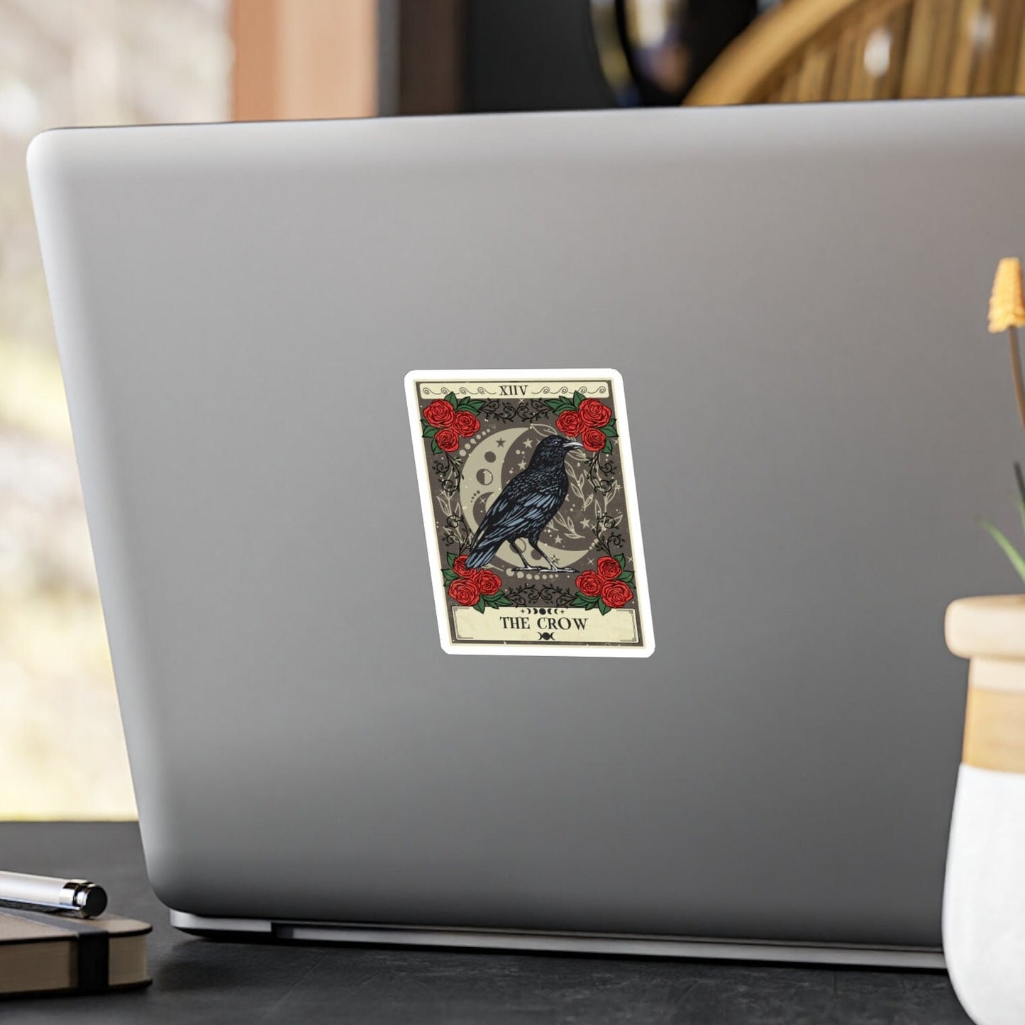Crow Tarot Card Sticker 3" x 4"