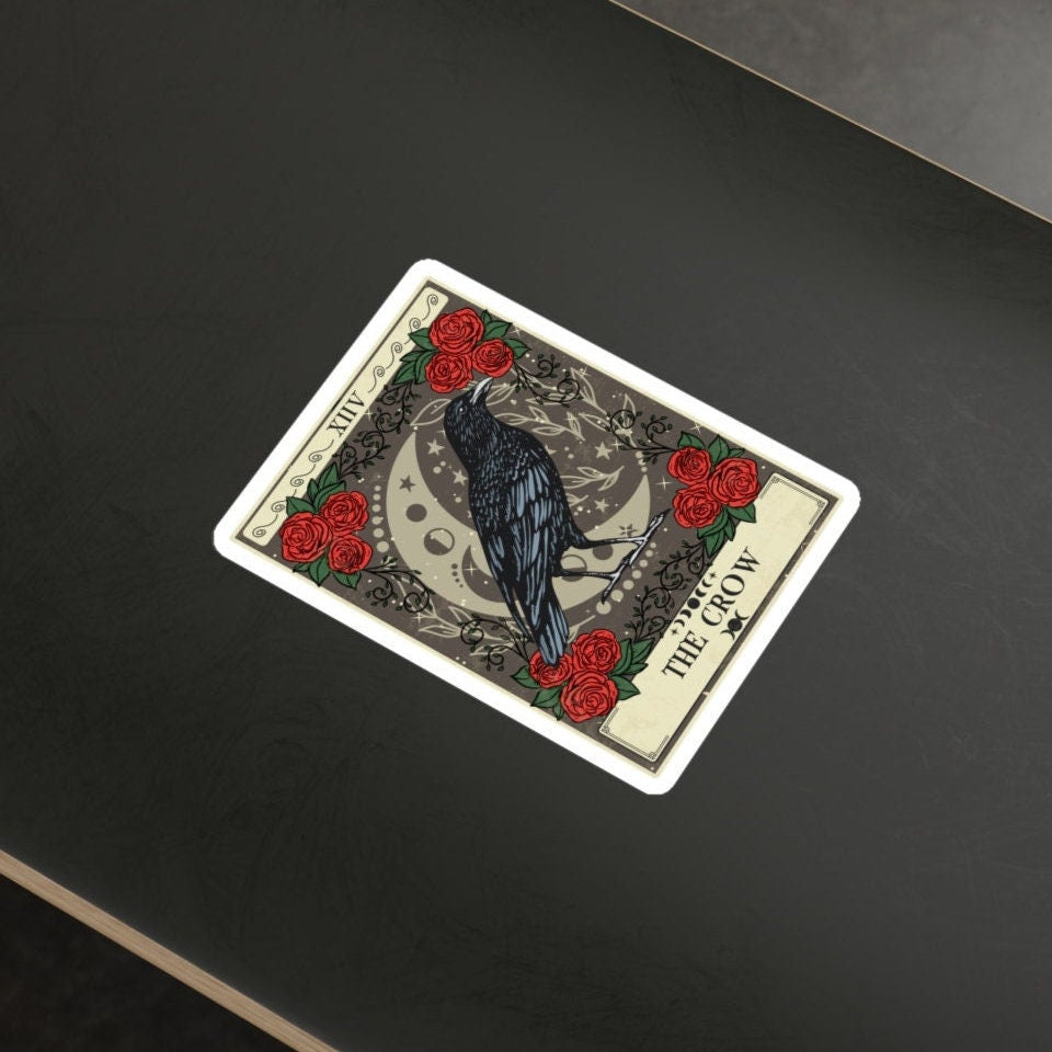 Crow Tarot Card Sticker 3" x 4"