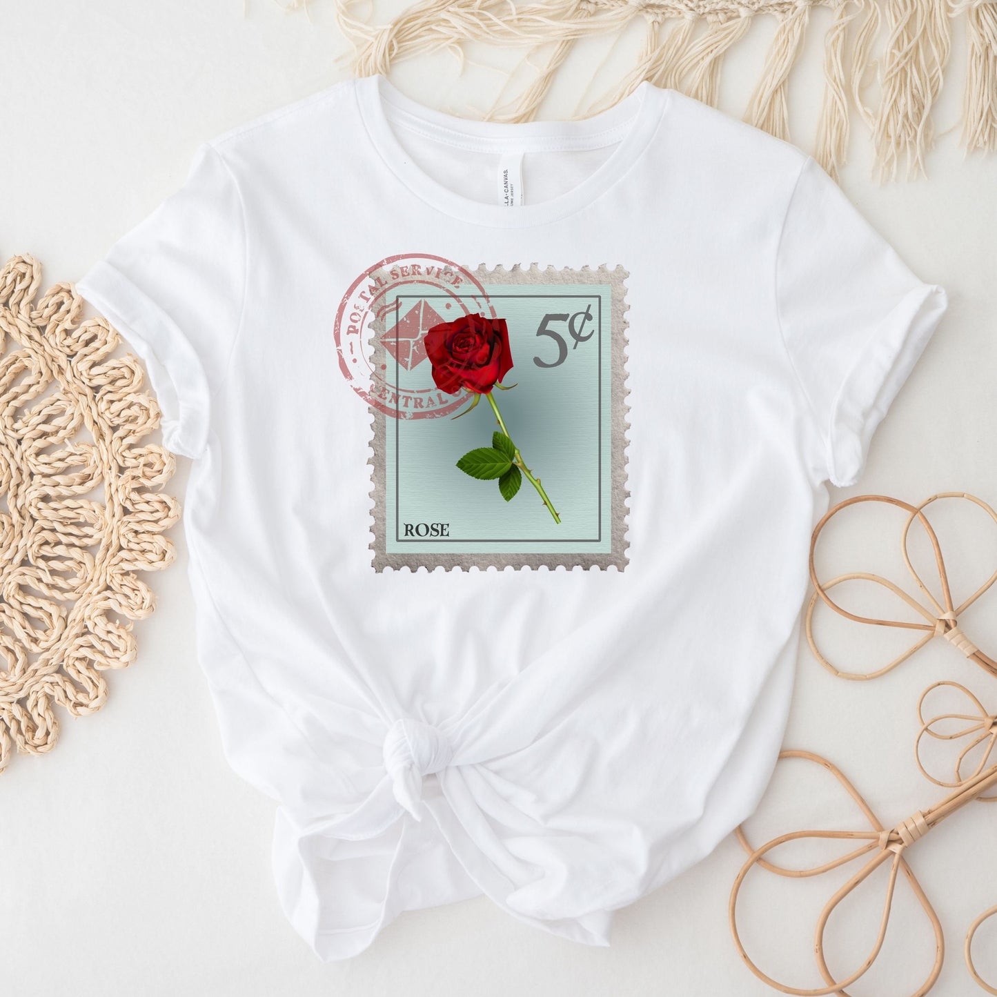 Rose Flower Postage Stamp Shirt