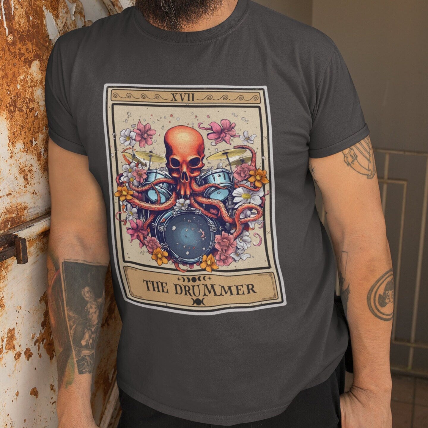 The Drummer Tarot Card Shirt, Octopus Drum Player