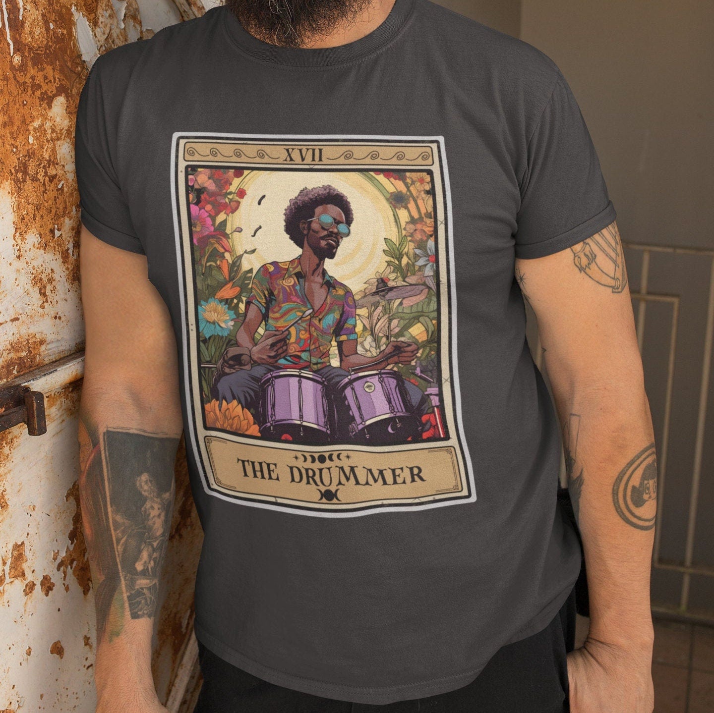 The Drummer Tarot Card Shirt, Jazz Drum Player