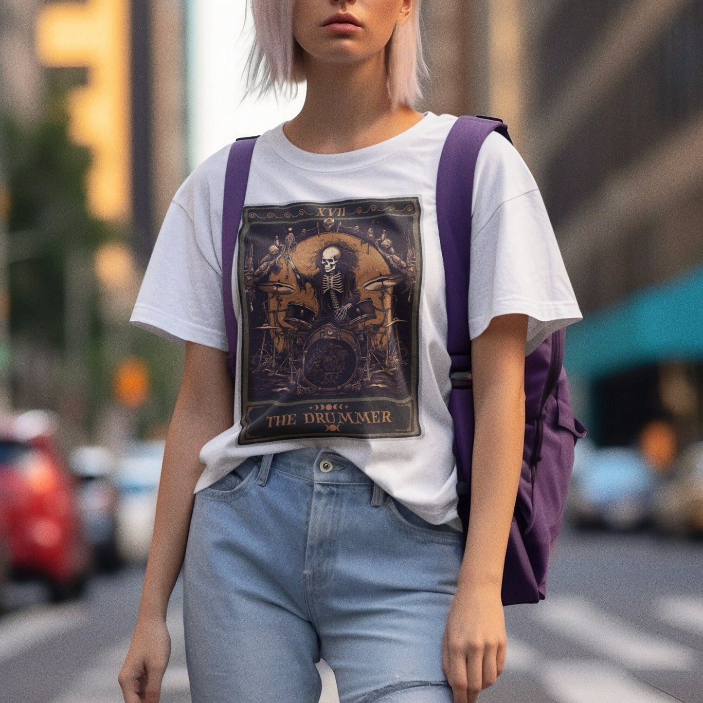 The Drummer Tarot Card Shirt, Heavy Metal Drum Player