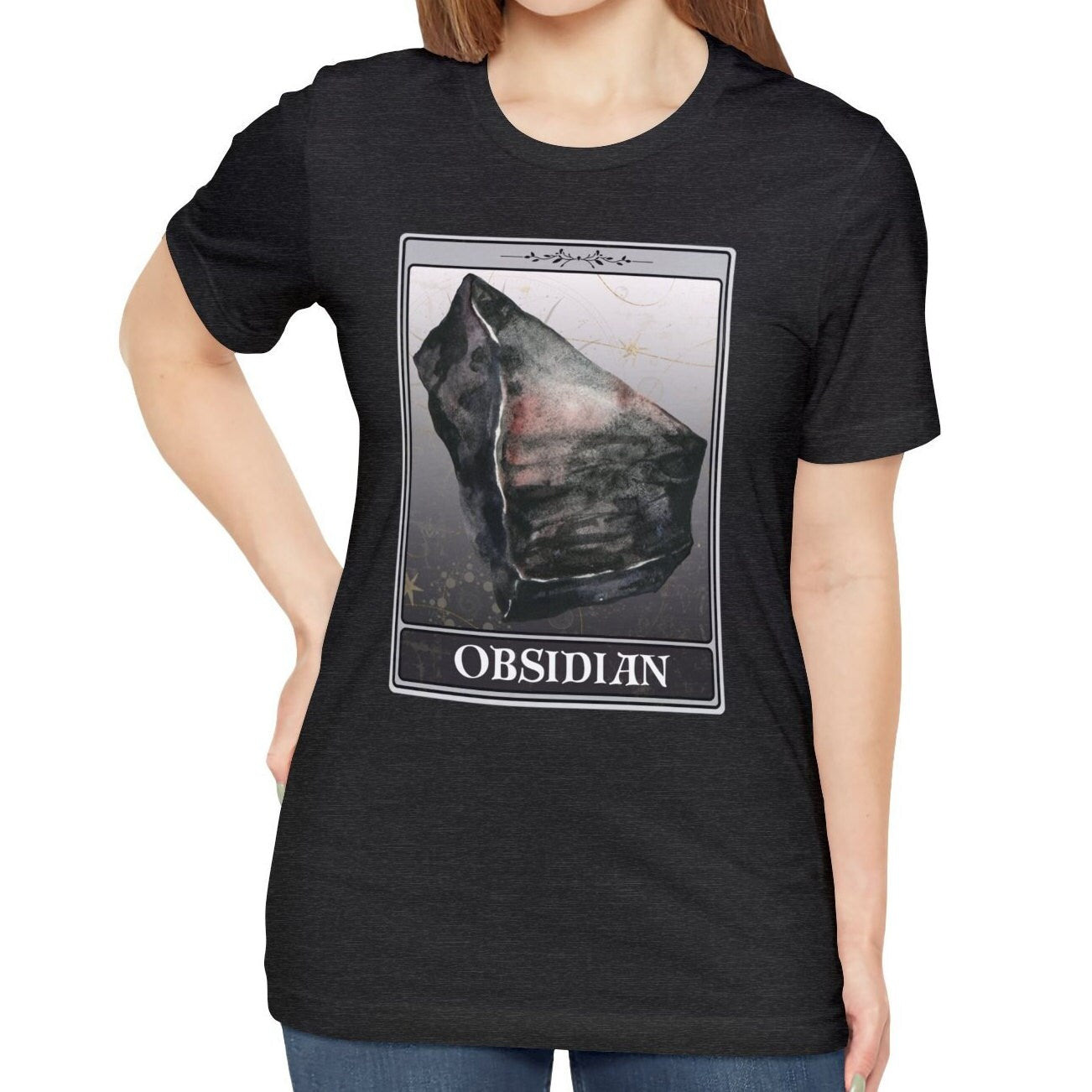 Obsidian Card T-shirt, Crystals