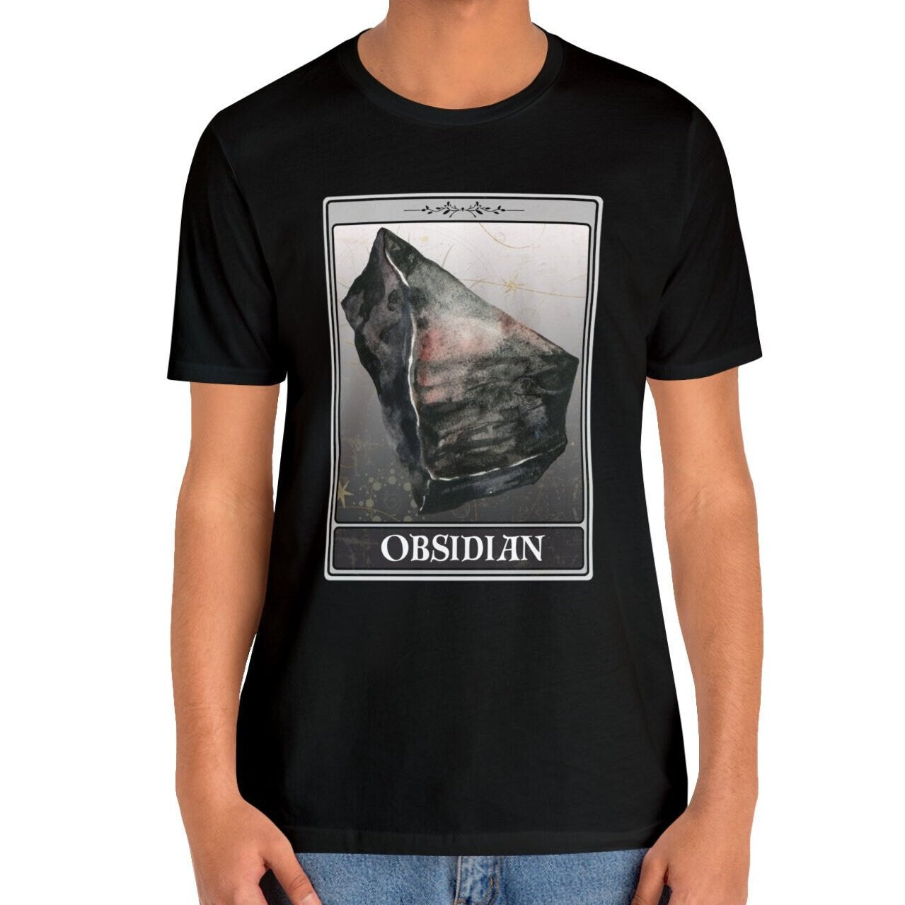 Obsidian Card T-shirt, Crystals
