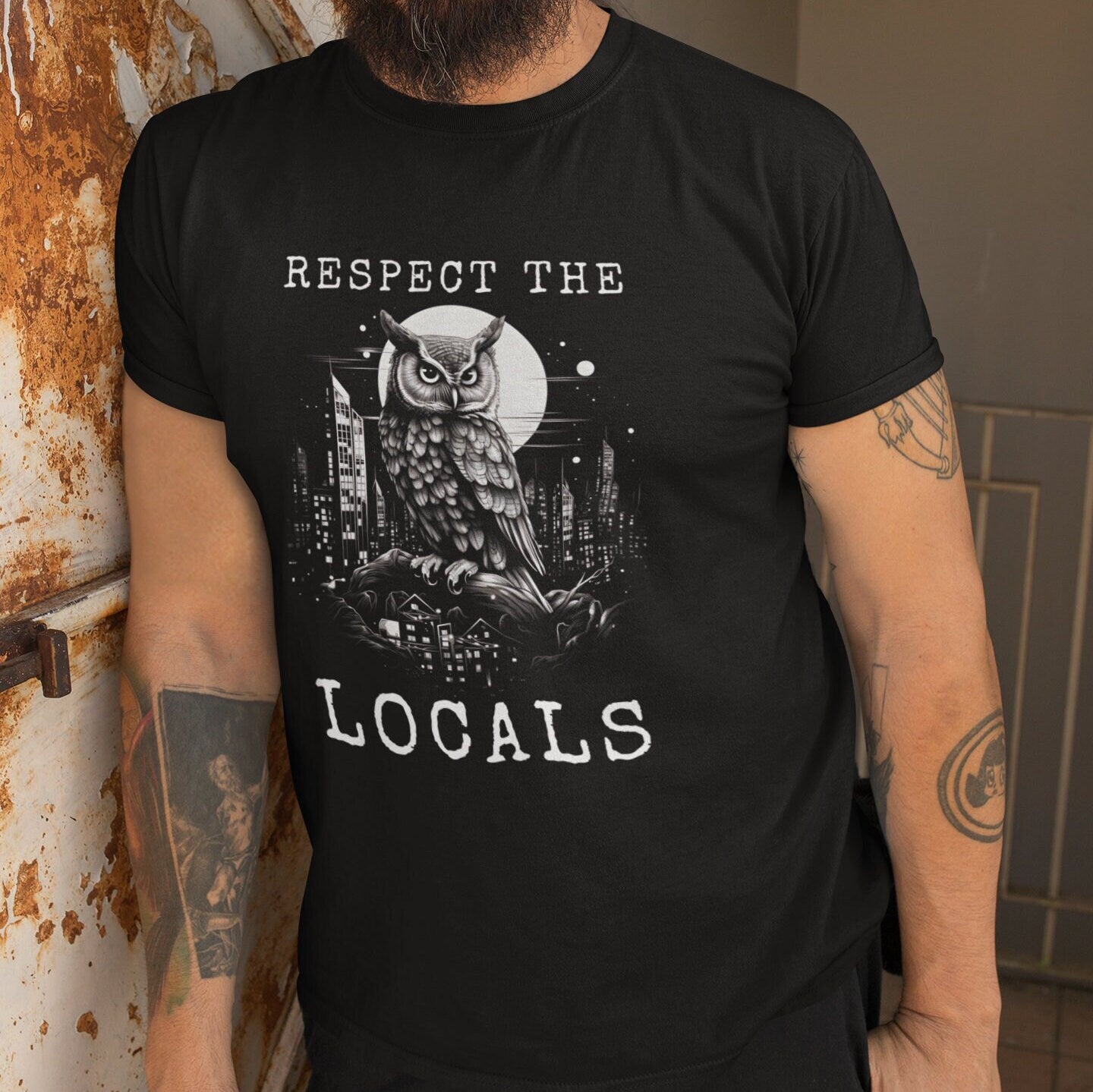Respect The Locals Owl Black T-shirt