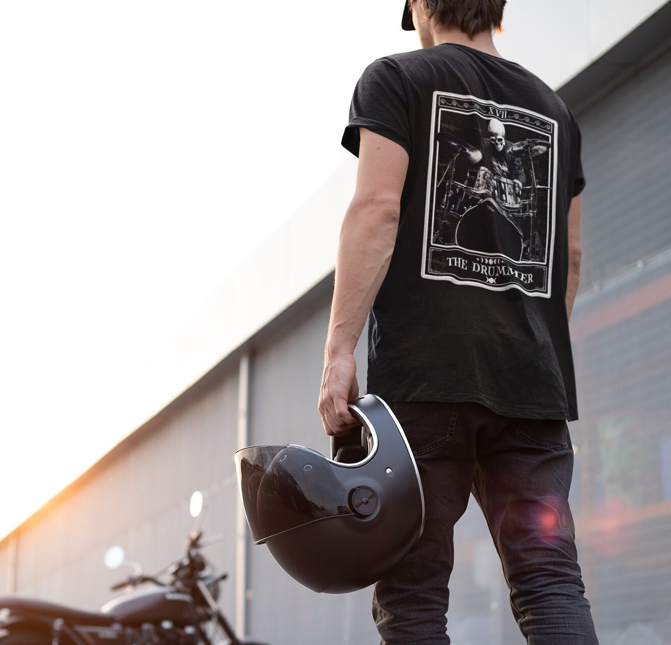 The Drummer Tarot Card Shirt, BACK PRINT Drum Player