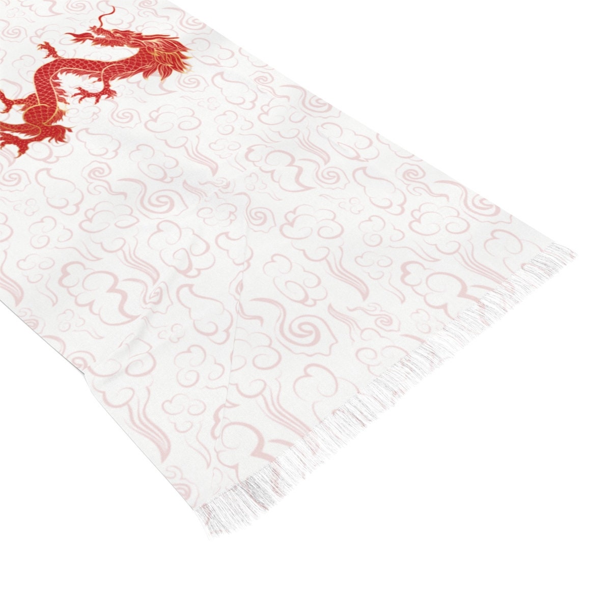 Red Chinese Dragon Scarf, 27" x 73"