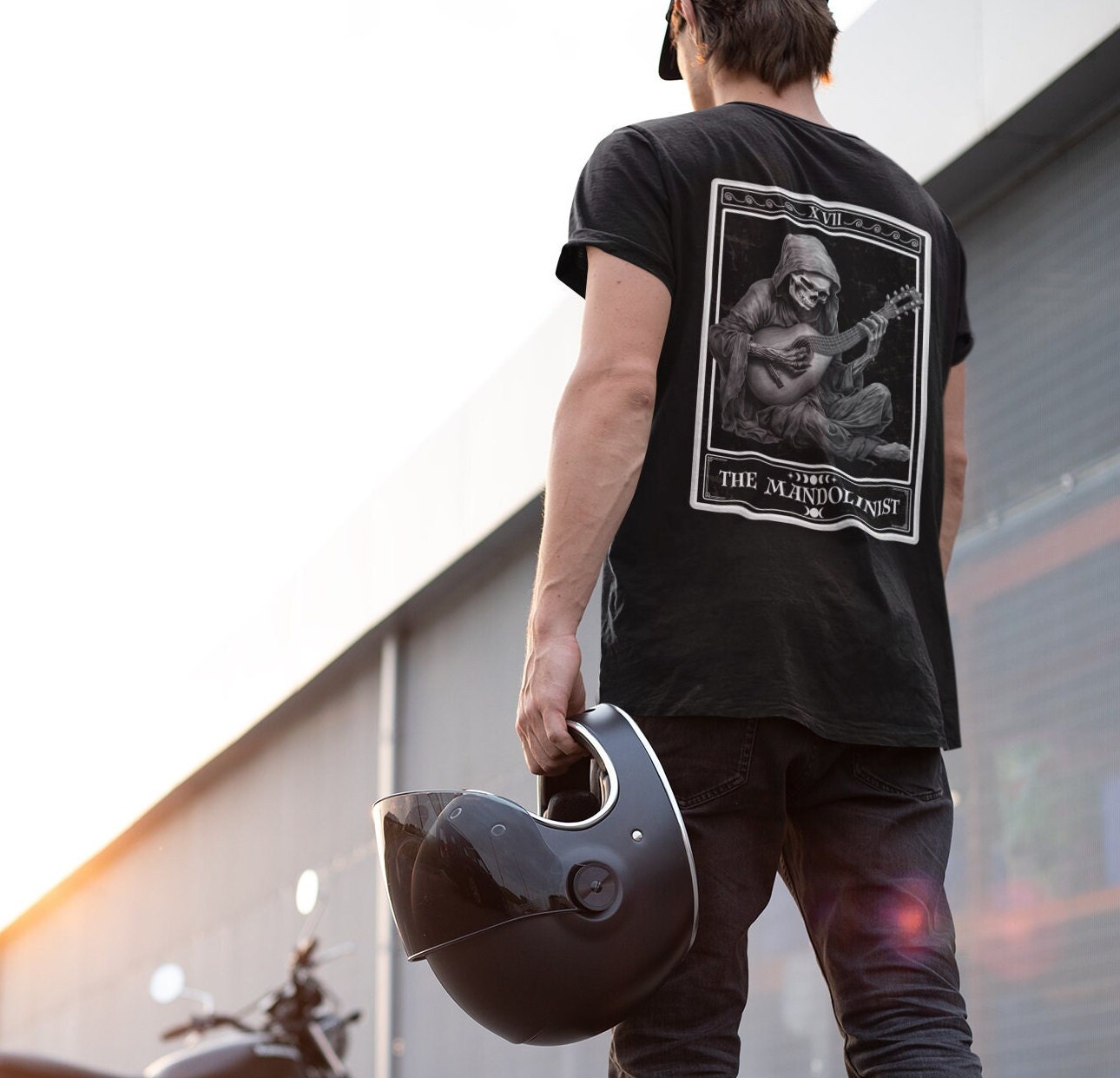 The Mandolinist Tarot Card Shirt, Mandolin Player Back Print