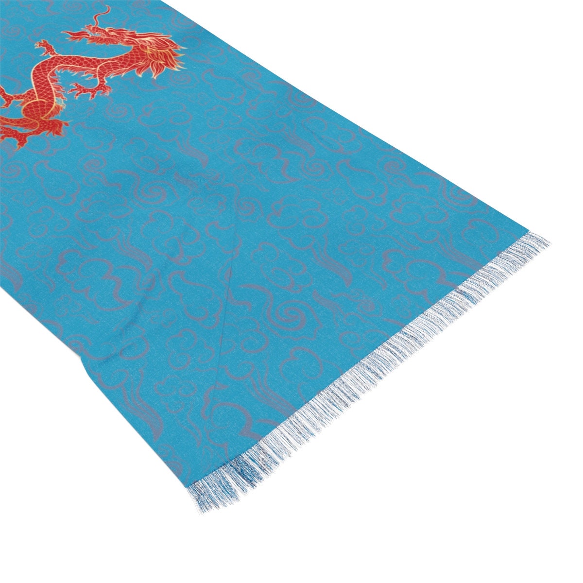 Red Chinese Dragon Scarf, 27" x 73"