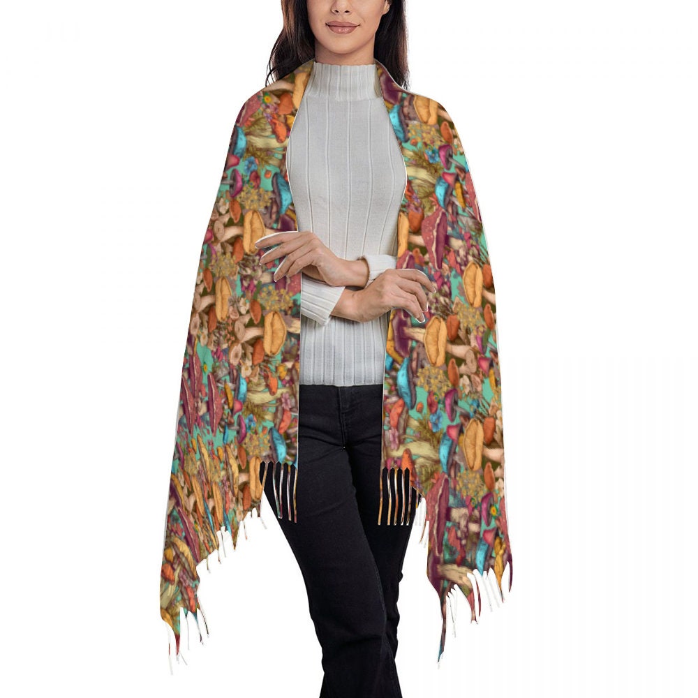 Mushroom Scarf Neckerchief 77" x 28"