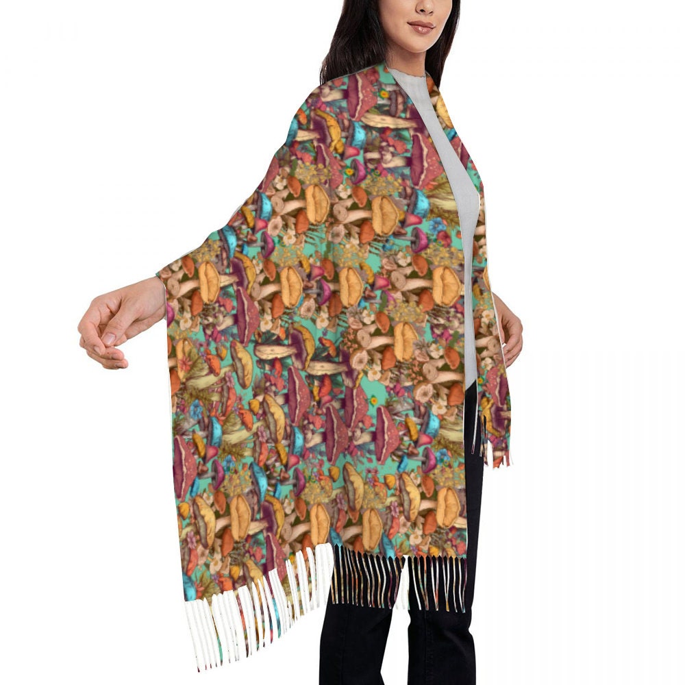 Mushroom Scarf Neckerchief 77" x 28"