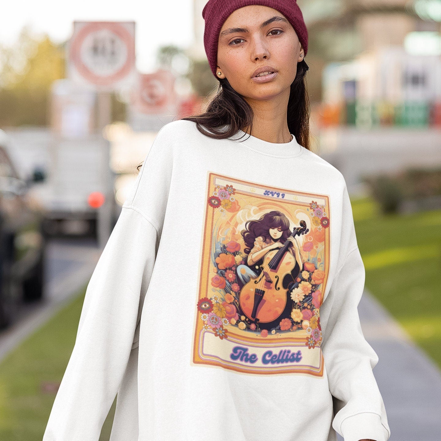 The Cellist Tarot Card Sweatshirt