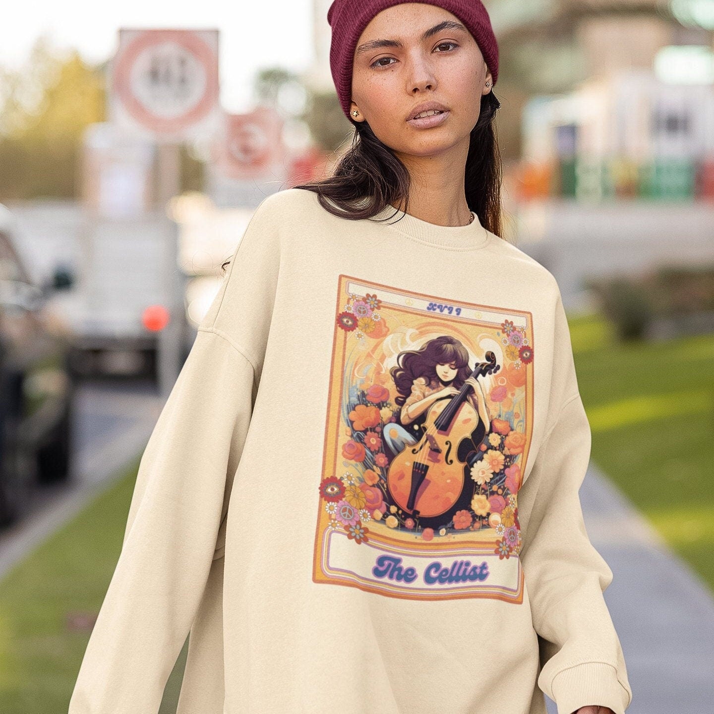 The Cellist Tarot Card Sweatshirt