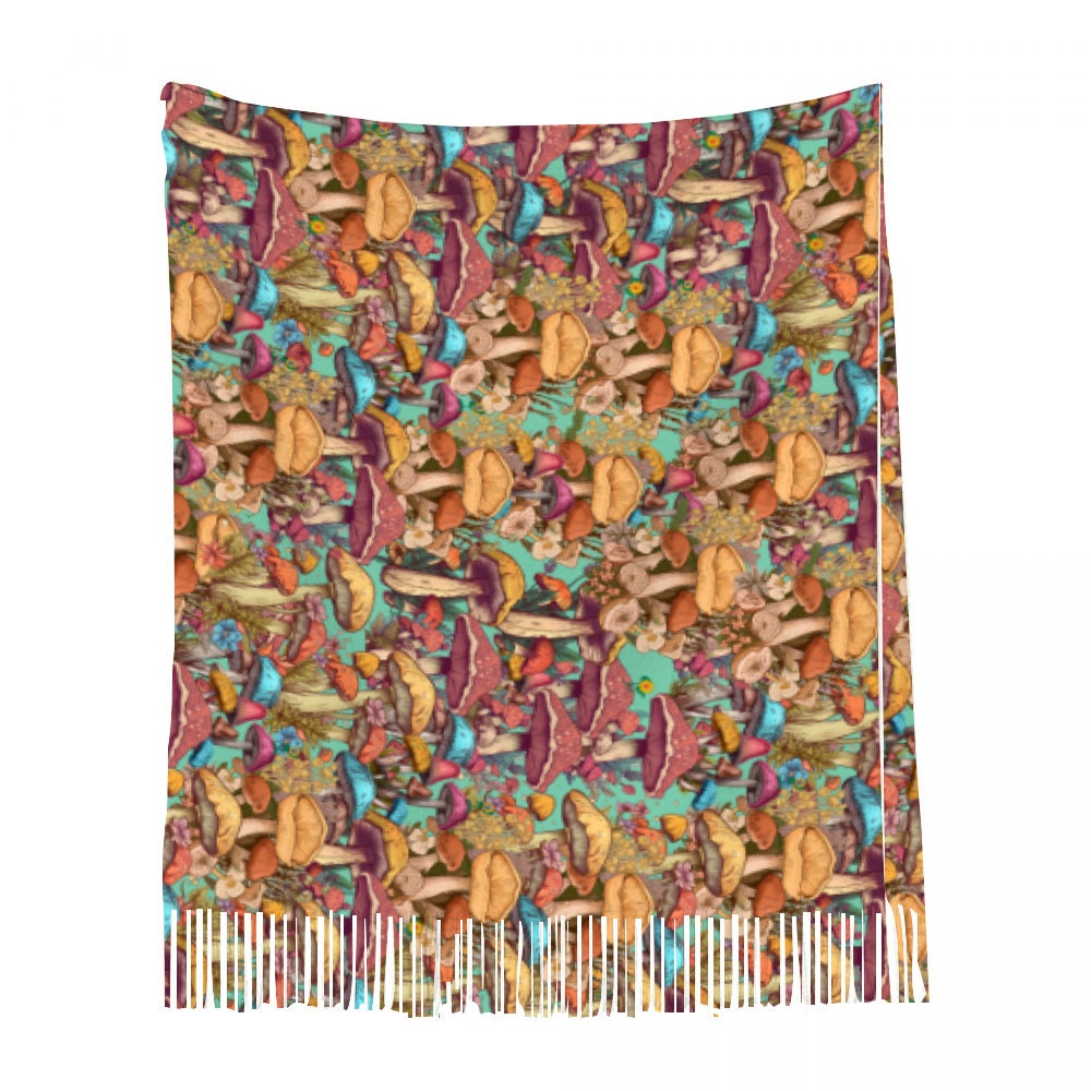 Mushroom Scarf Neckerchief 77" x 28"