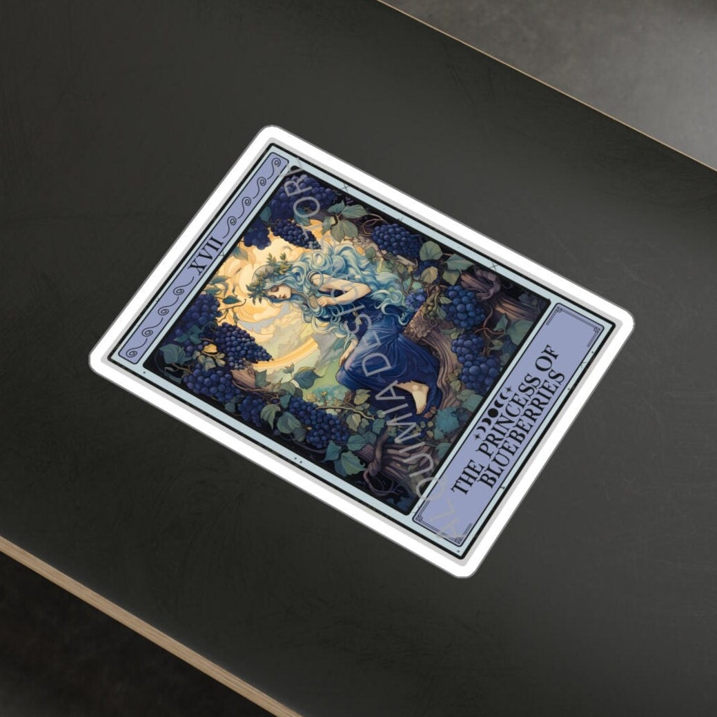 The Princess of Blueberries Tarot Card Sticker, 3" x 4"