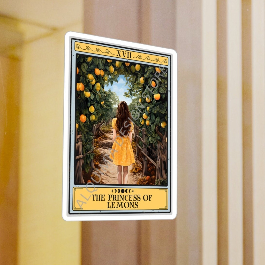 The Princess of Lemons Tarot Card Sticker, Lemon 3" x 4"