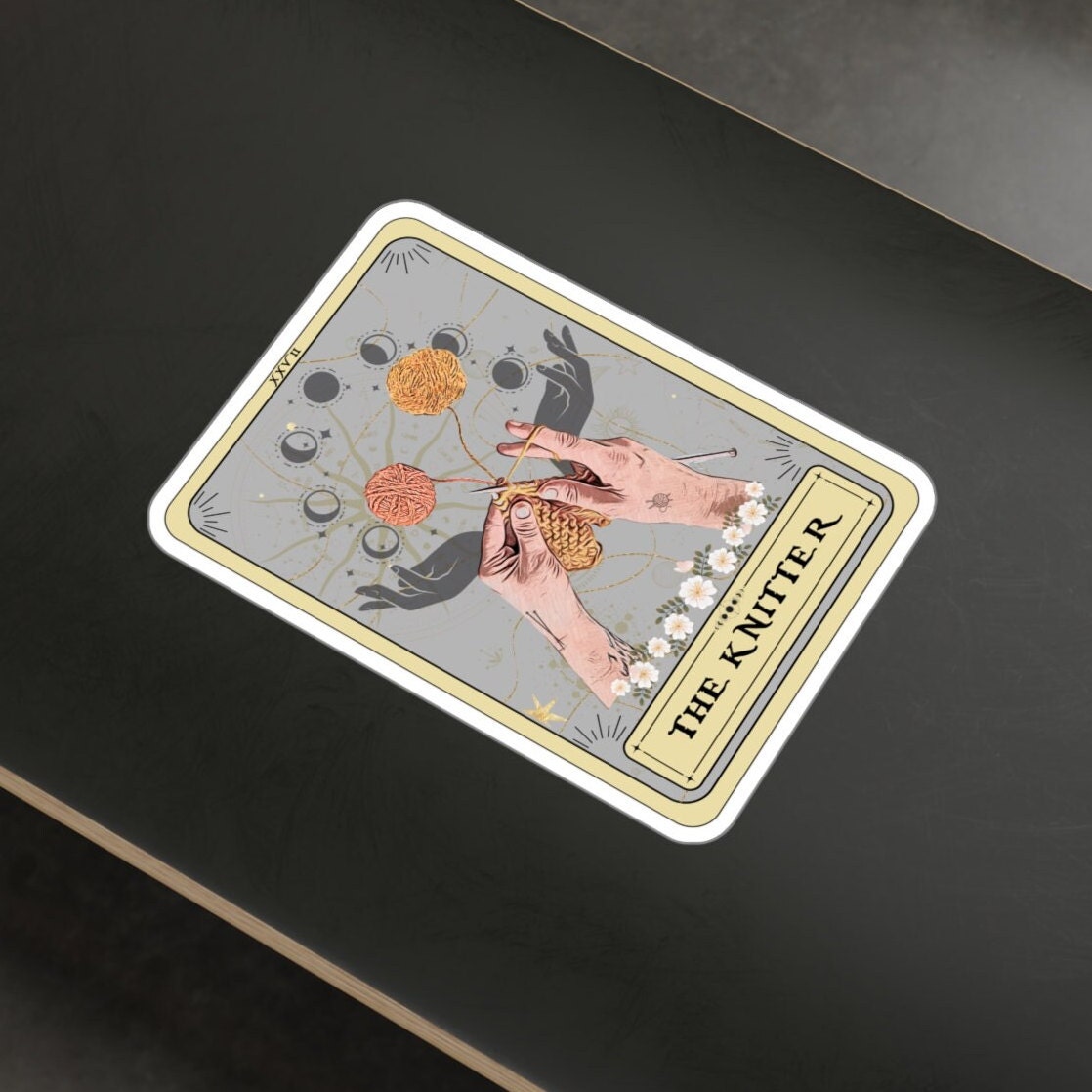 The Knitter Tarot Card Sticker 3" x 4"