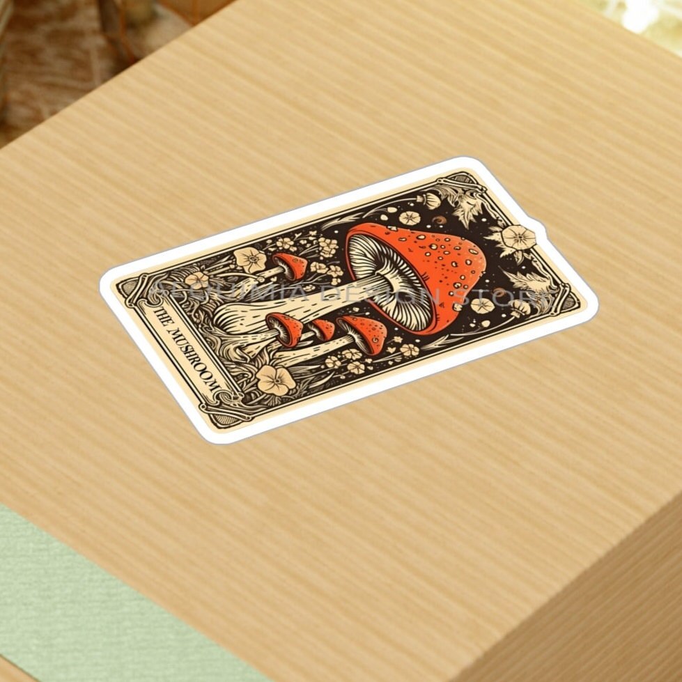 The Mushroom Tarot Card Sticker 3" x 4" Mycology