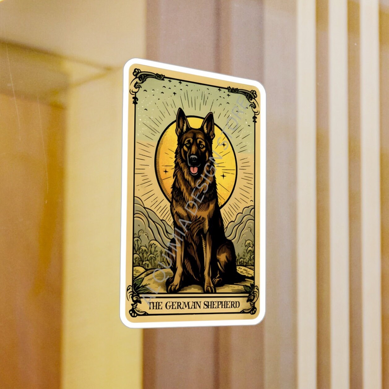 The German Shepherd Tarot Card Sticker 3" x 4"