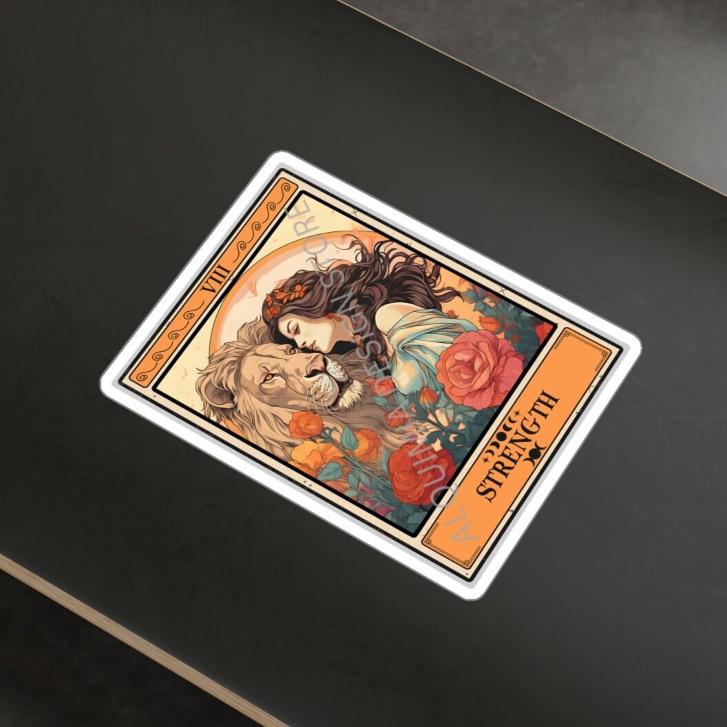 Strength Tarot Card Sticker, 3" x 4"