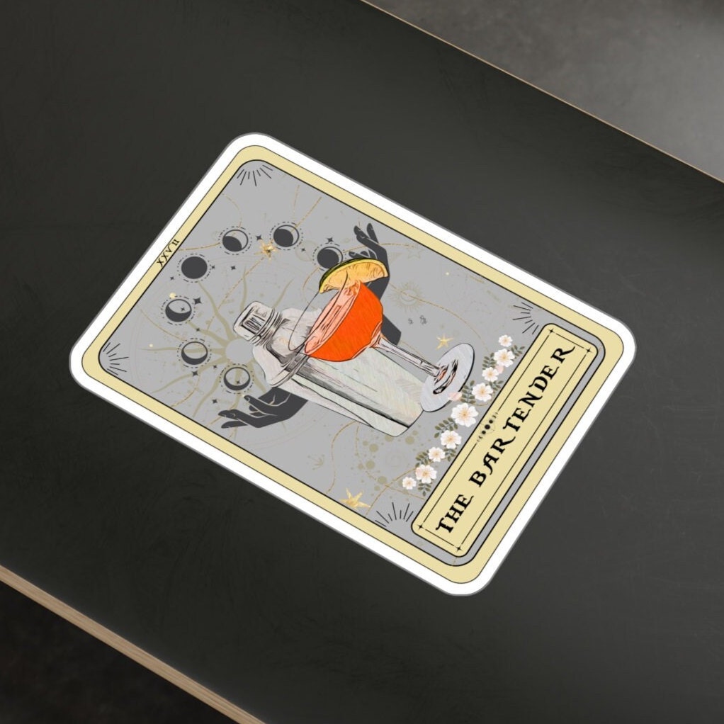 The Bartender Tarot Card Sticker, 4" x 6"