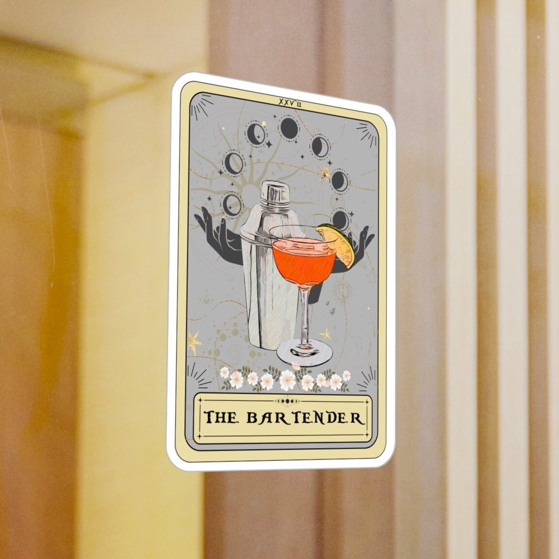 The Bartender Tarot Card Sticker, 4" x 6"