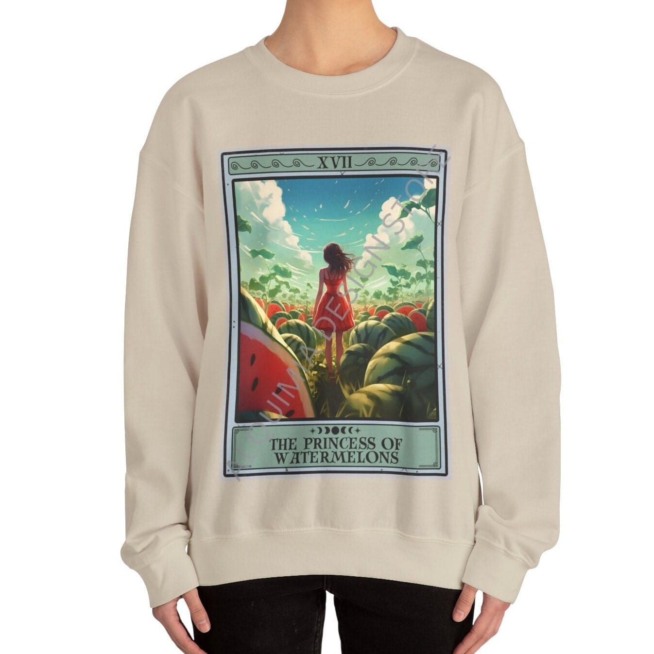 The Princess of Watermelons Tarot Card Sweatshirt, Watermelon