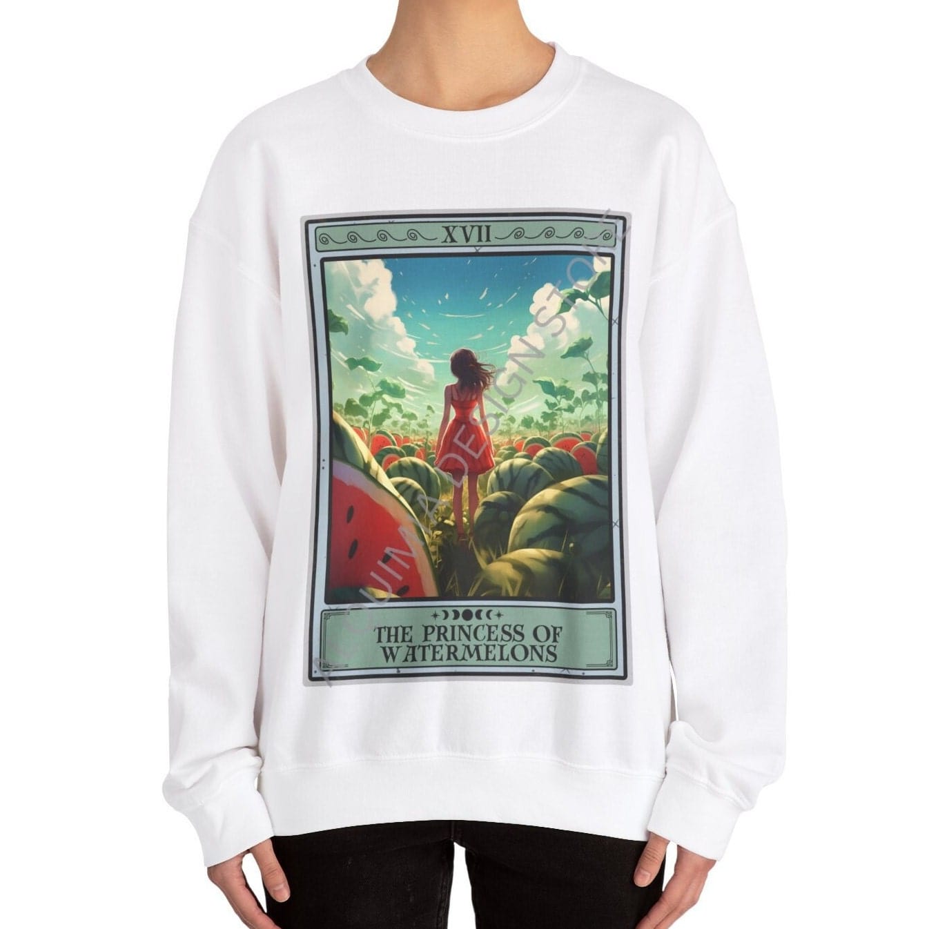 The Princess of Watermelons Tarot Card Sweatshirt, Watermelon