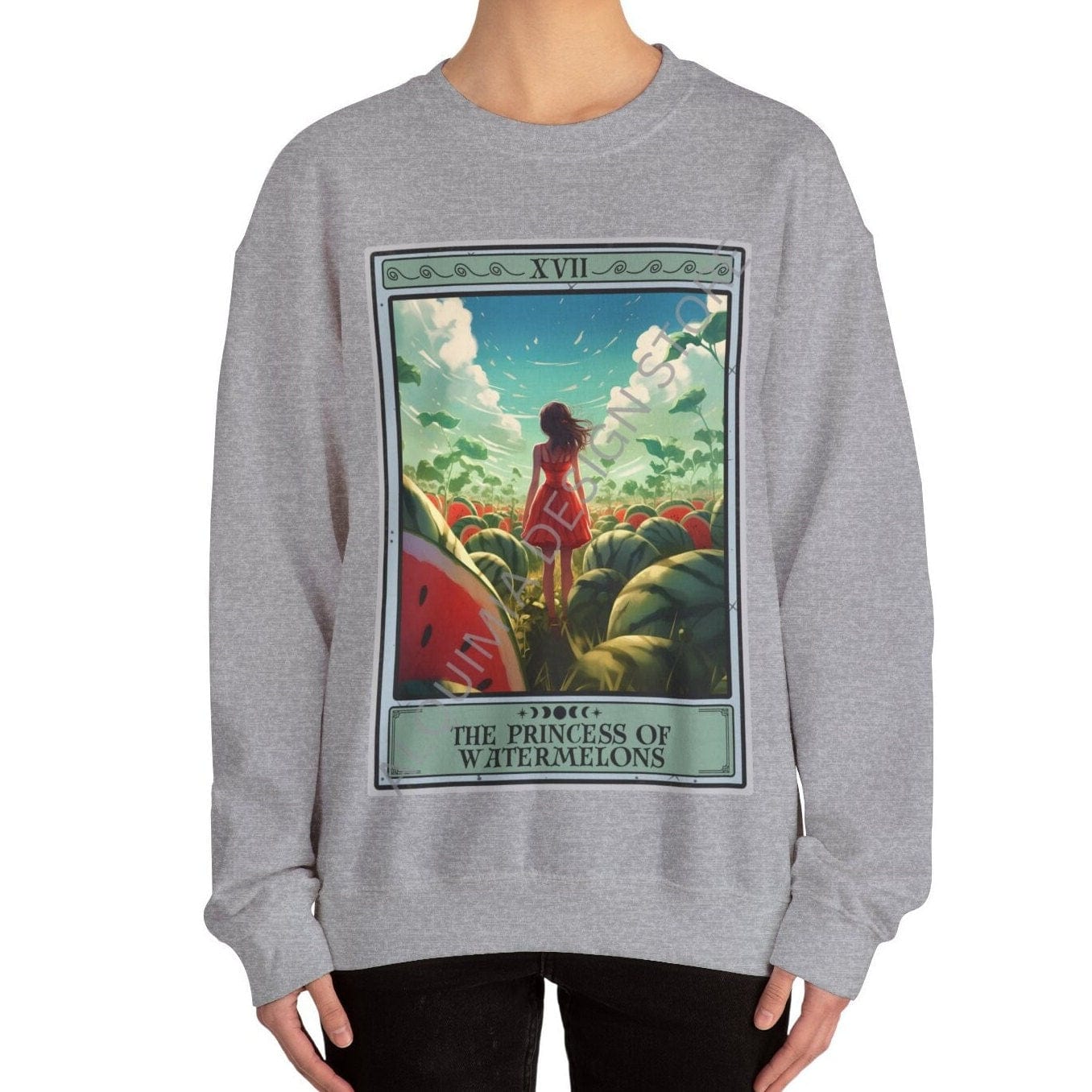 The Princess of Watermelons Tarot Card Sweatshirt, Watermelon