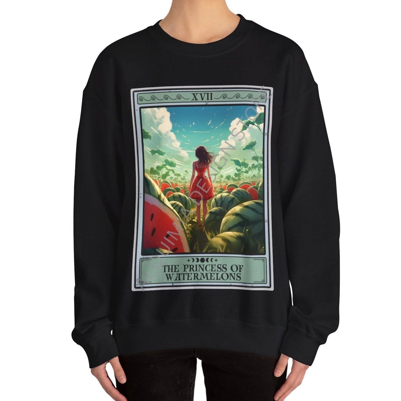 The Princess of Watermelons Tarot Card Sweatshirt, Watermelon