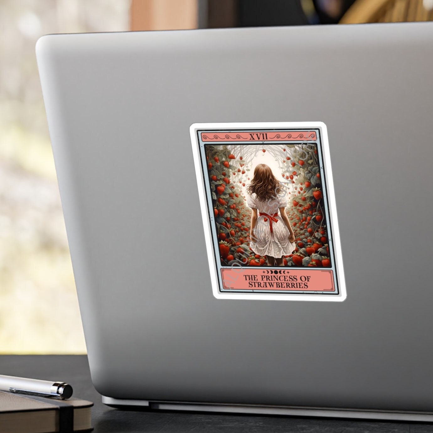 The Princess of Strawberries Tarot Card Sticker, Strawberry 3" x 4"