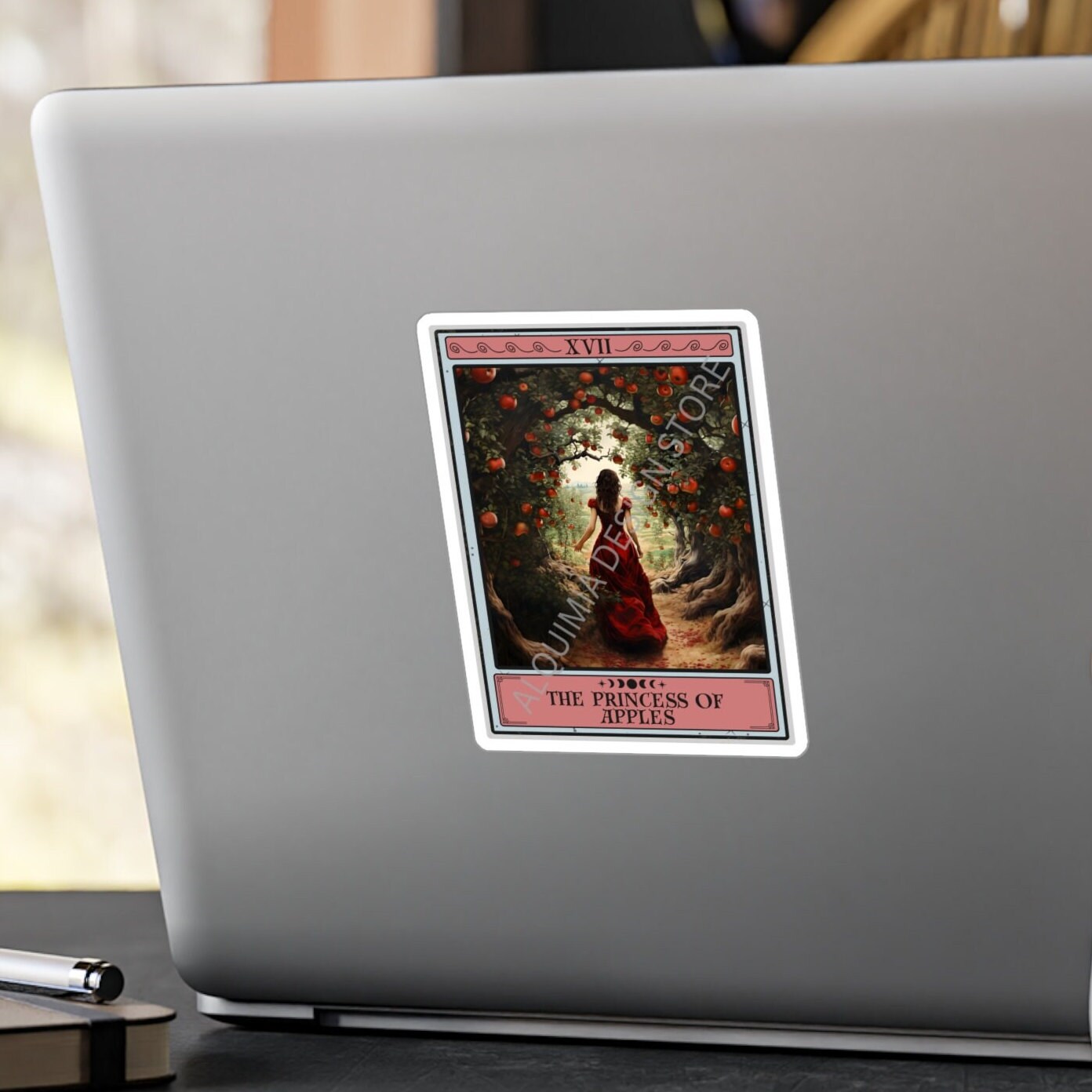 The Princess of Apples Tarot Card Sticker, 3" x 4"