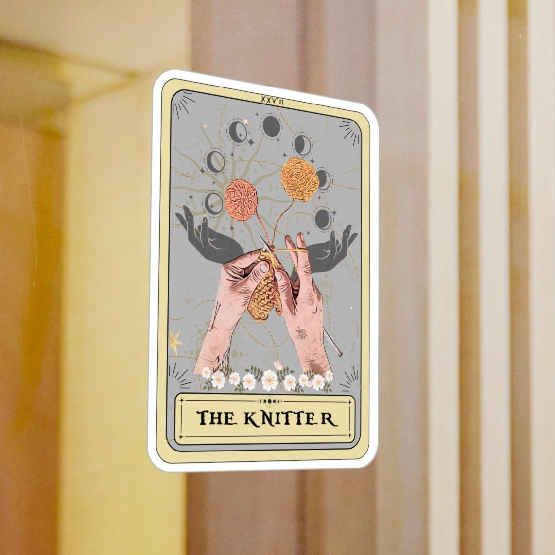The Knitter Tarot Card Sticker 3" x 4"