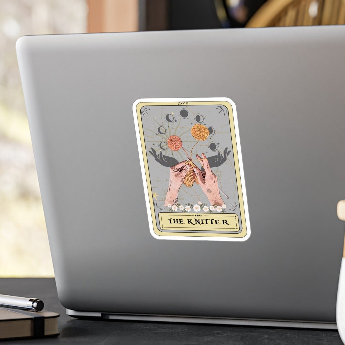 The Knitter Tarot Card Sticker 3" x 4"
