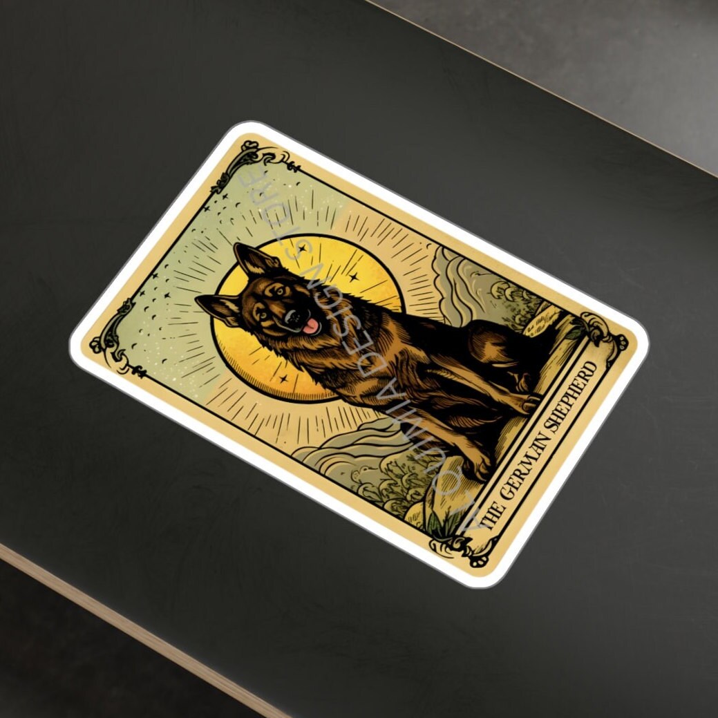 The German Shepherd Tarot Card Sticker 3" x 4"