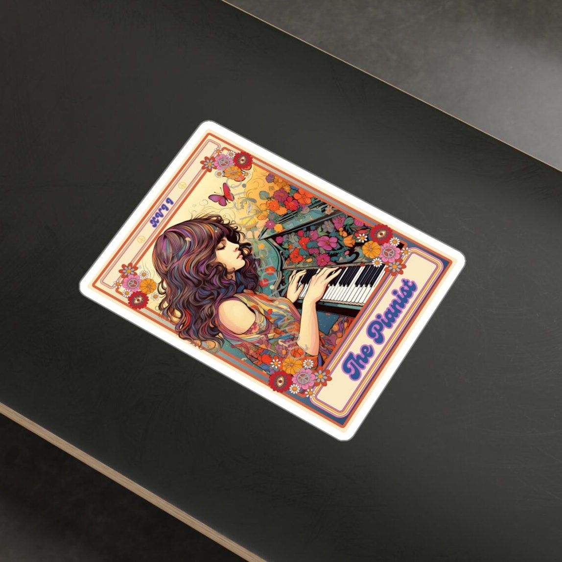 The Pianist Tarot Card Sticker, Piano Player 3" x 4"