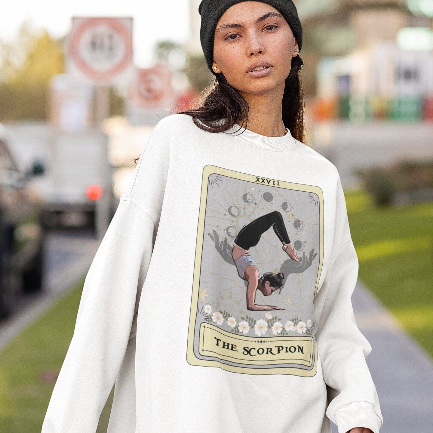 The Scorpion Tarot Card Sweatshirt, Yoga Pose