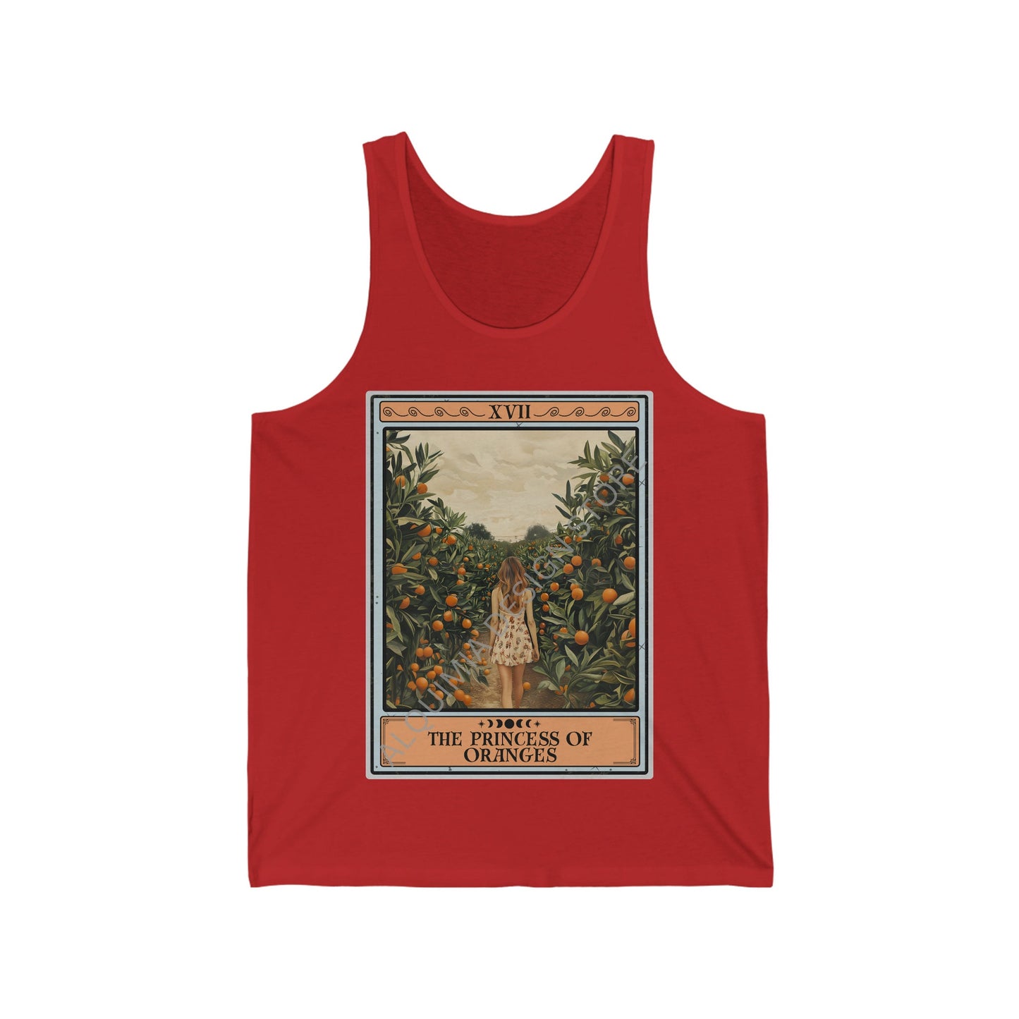 The Princess of Oranges Tarot Card Tank Top, Orange Fruit
