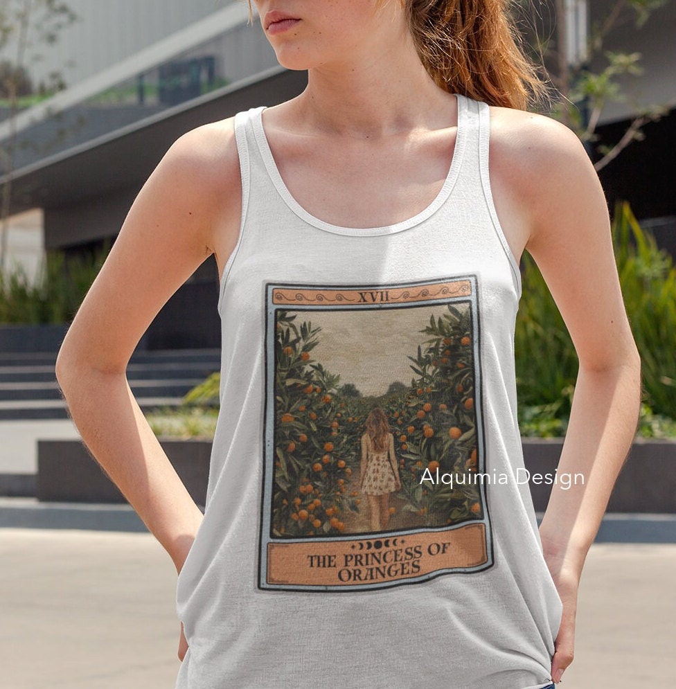 The Princess of Oranges Tarot Card Tank Top, Orange Fruit