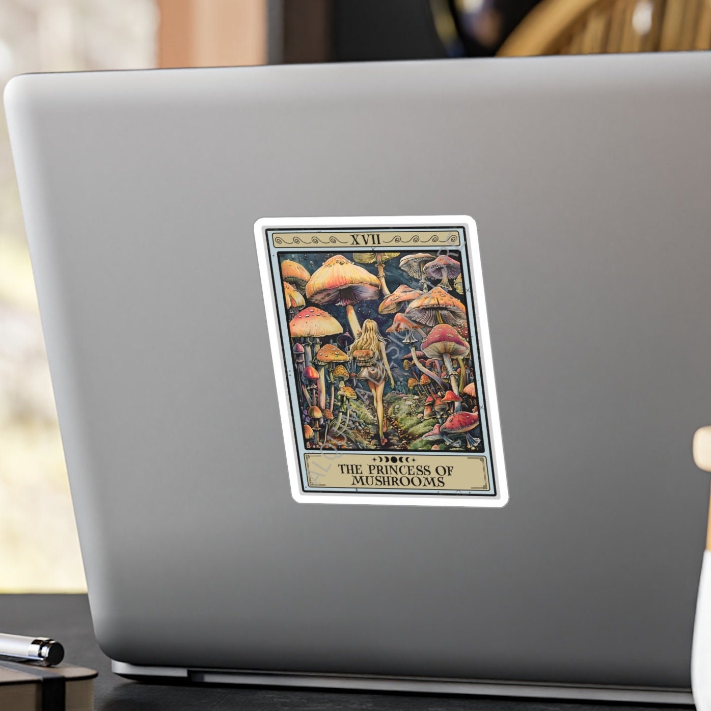 The Princess of Mushrooms Tarot Card Sticker 3" x 4"