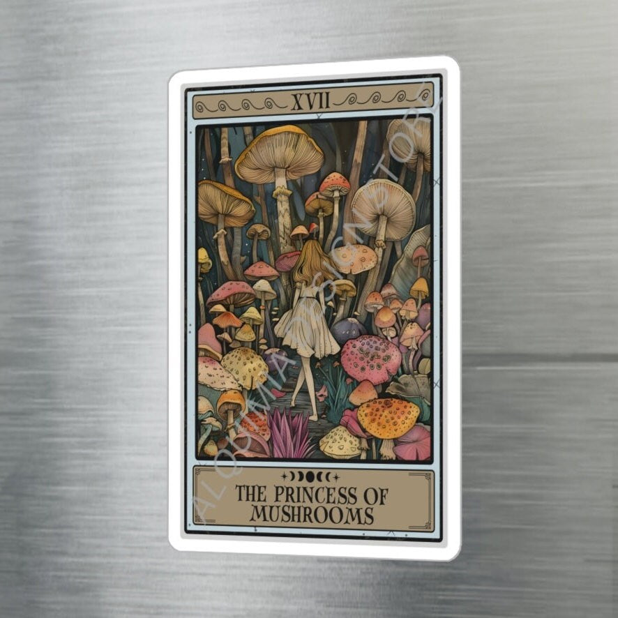 The Princess of Mushrooms Tarot Card Sticker 3" x 4"