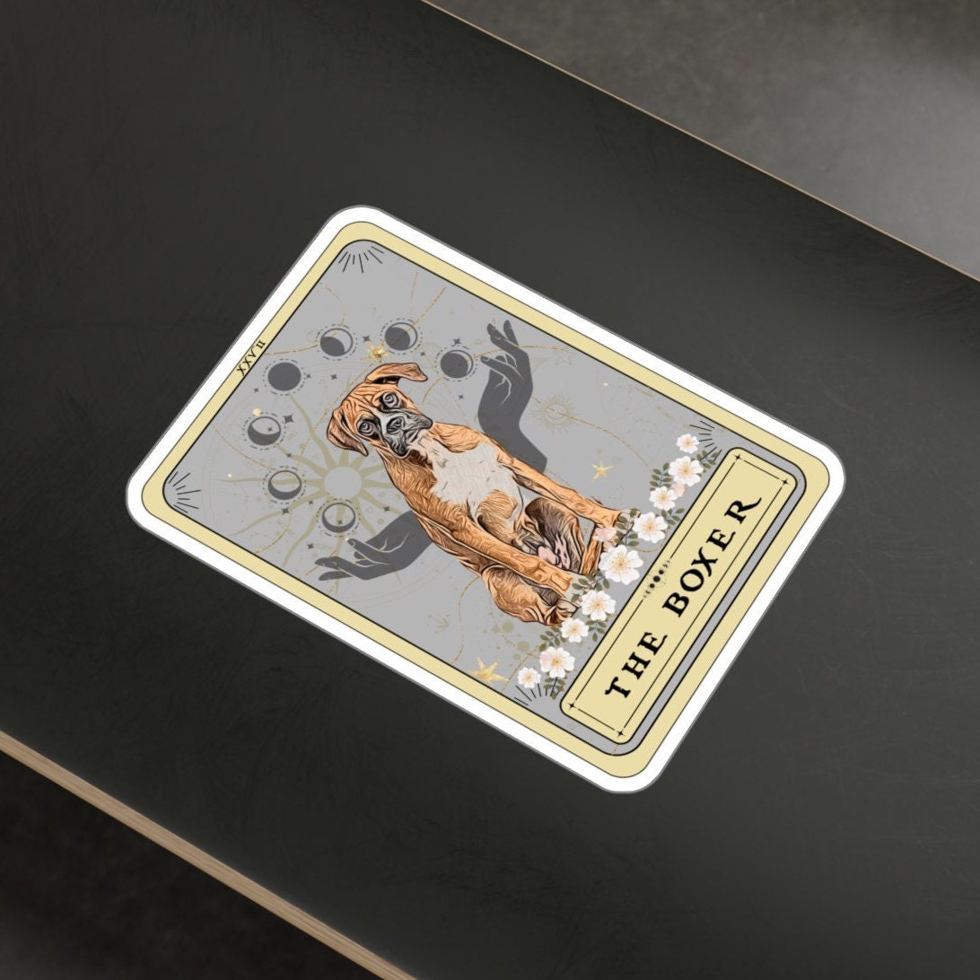 The Boxer Dog Tarot Card Sticker, 3" x 4"