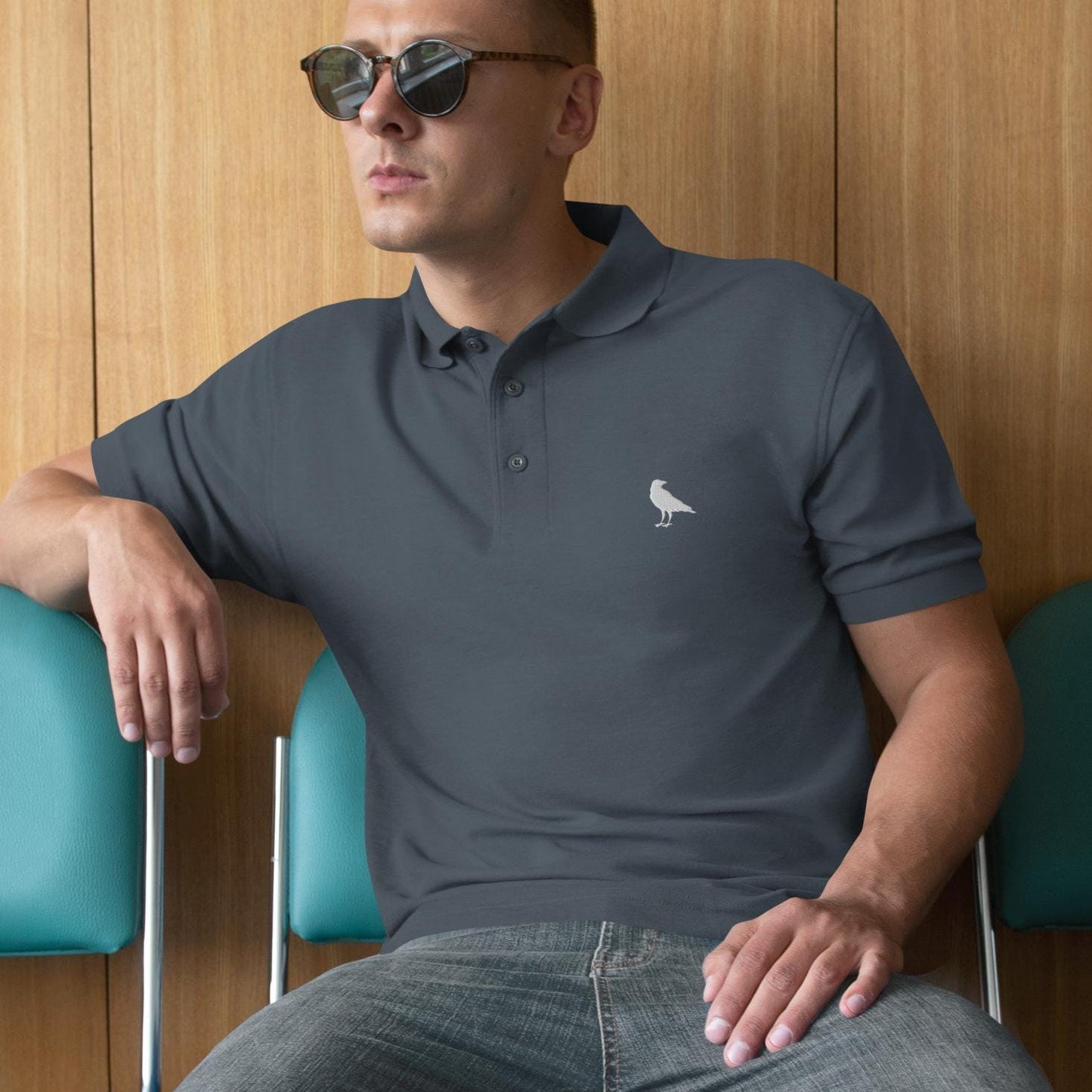 Crow Shirt for Mensa, Raven Golf Shirt Crow Polo Shirt Men's Premium Polo Raven Polo