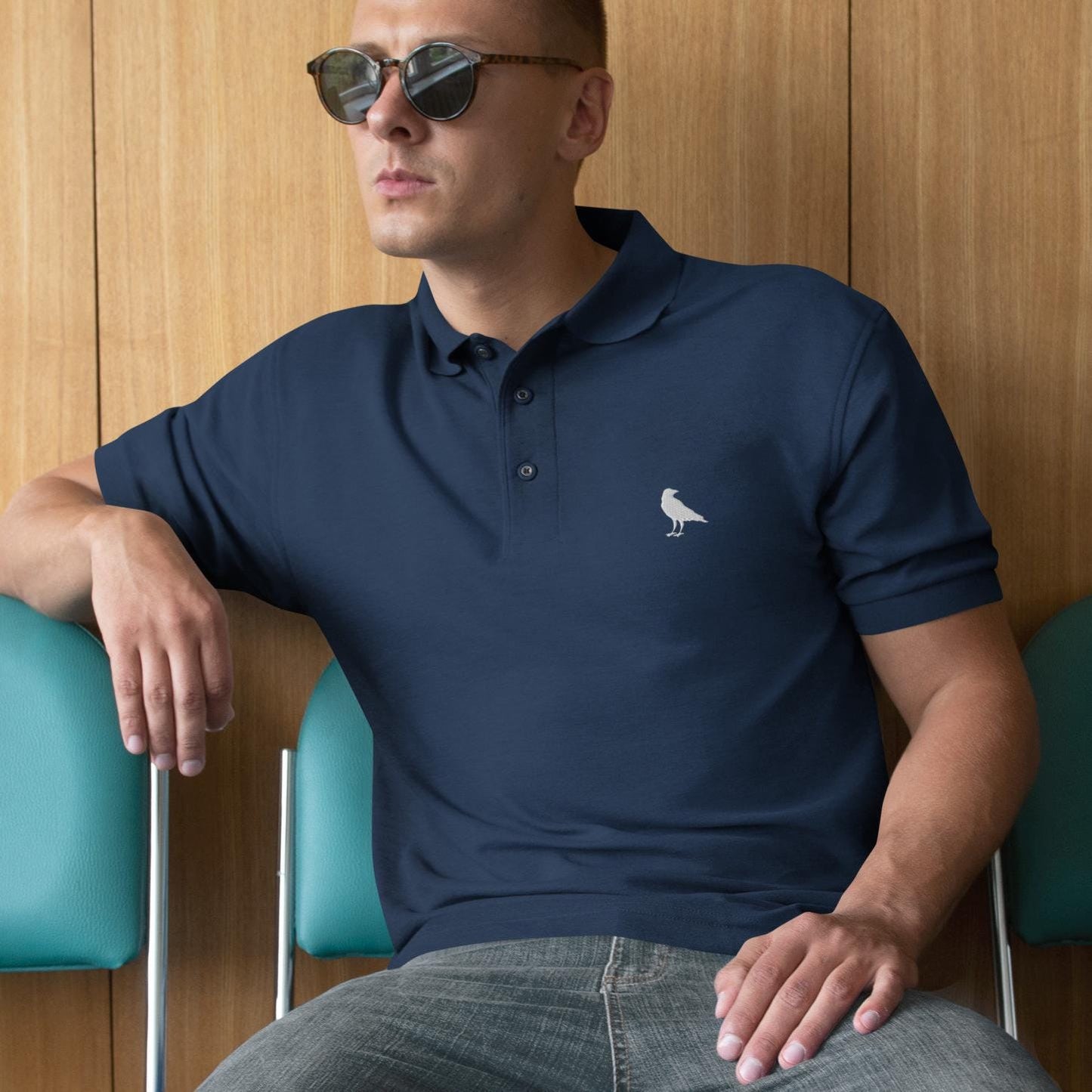 Crow Shirt for Mensa, Raven Golf Shirt Crow Polo Shirt Men's Premium Polo Raven Polo