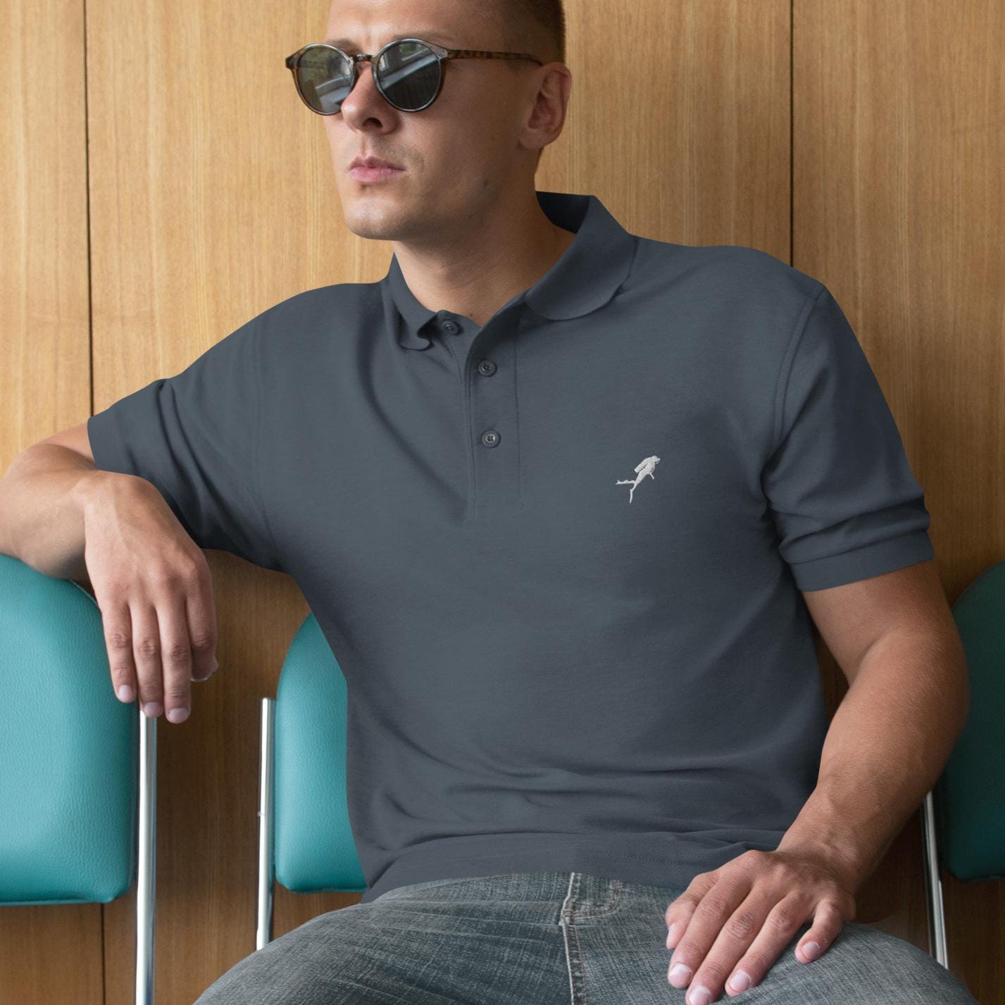 Scuba Diving Shirt for Mens, Diver Polo Shirt Scuba Diver Men's Premium Polo Embroidered Scuba Diving Logo