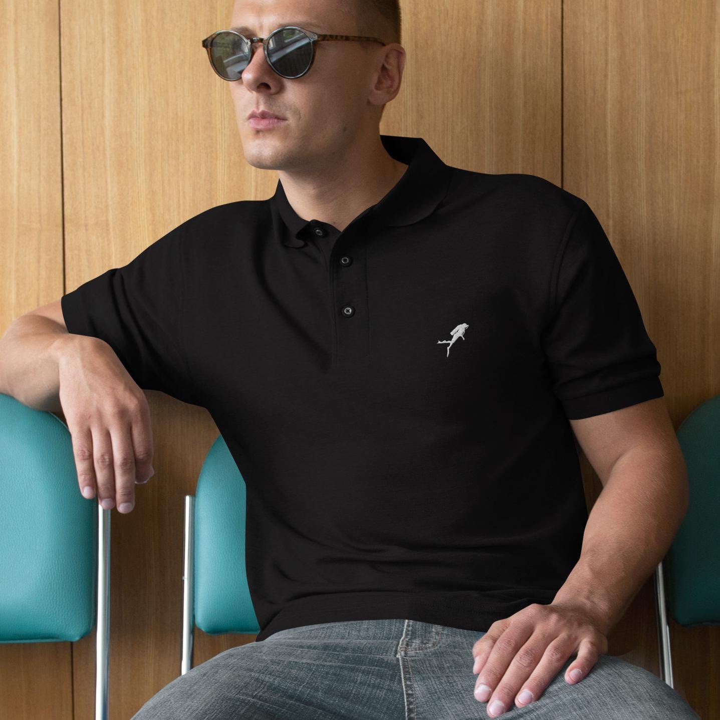 Scuba Diving Shirt for Mens, Diver Polo Shirt Scuba Diver Men's Premium Polo Embroidered Scuba Diving Logo