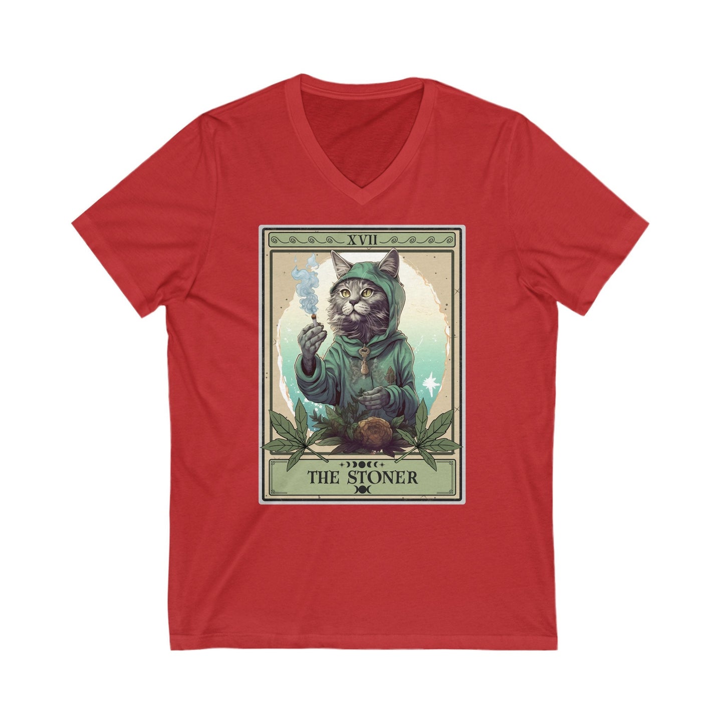 The Stoner Tarot Card V-Neck Shirt, Cat Lover