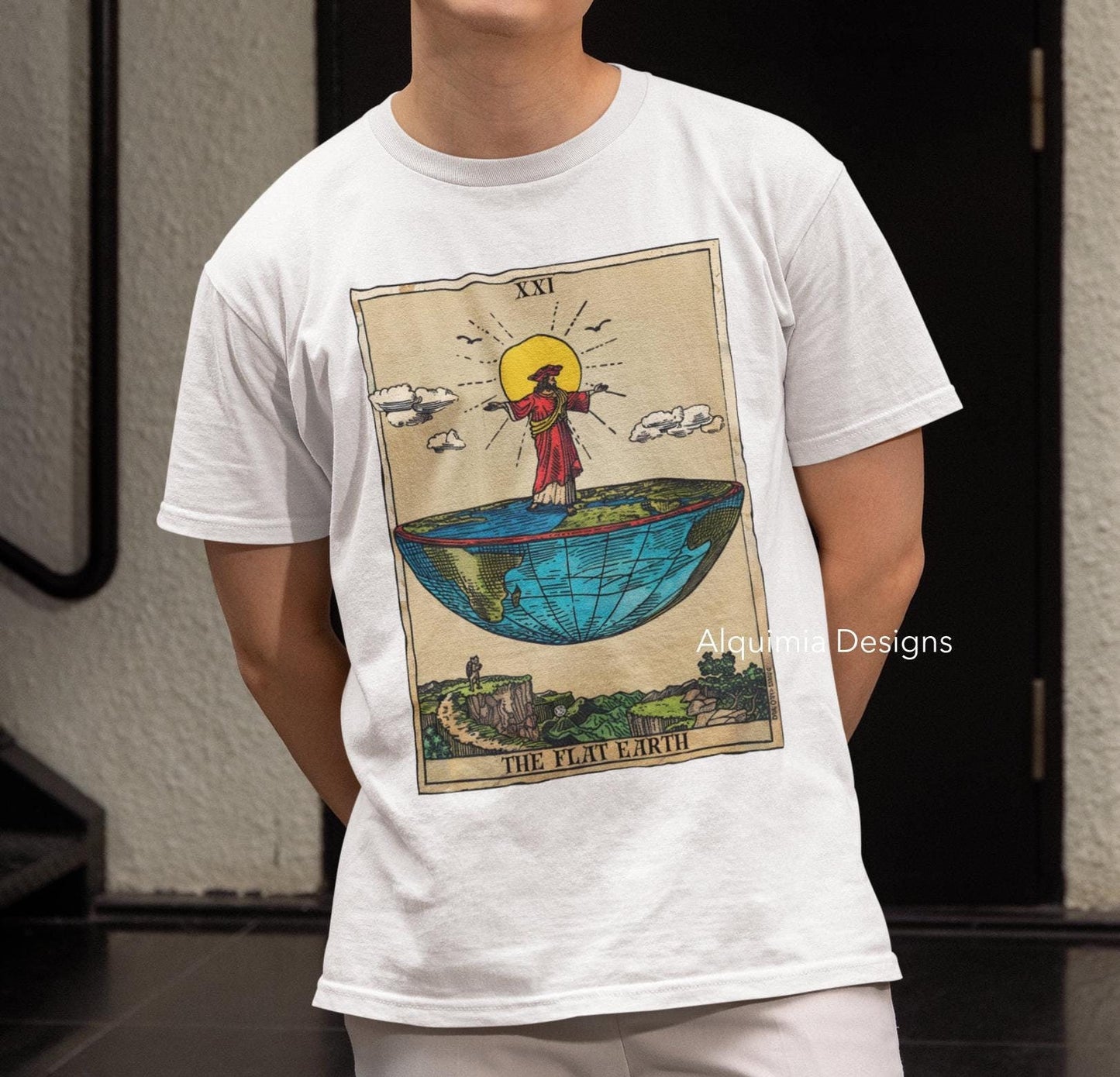 The Flat Earth Tarot Card Shirt, Conspiracy Theory