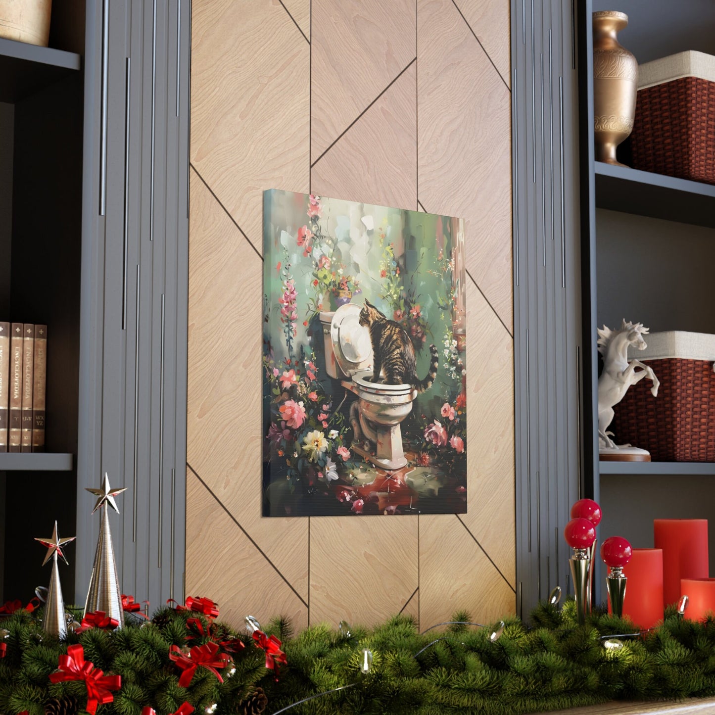 Cat Canvas Bathroom Wall Art